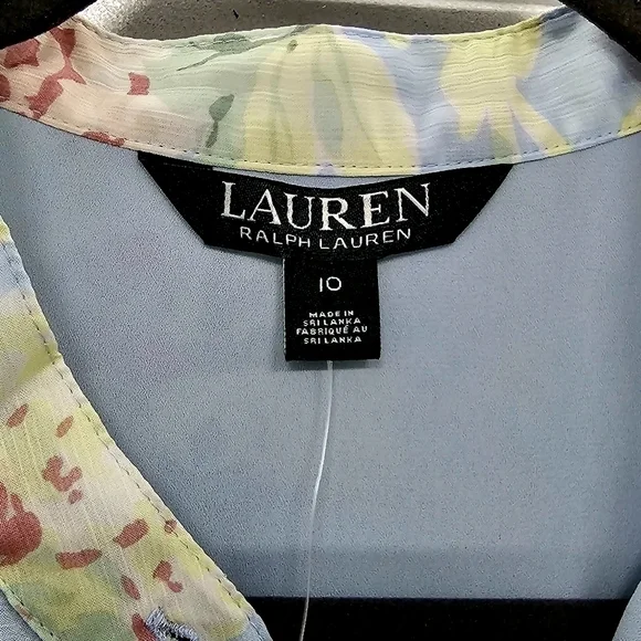 NWT Ralph Lauren Chiffon Floral Ruffled Cap Sleeved - Picture 6 of 10